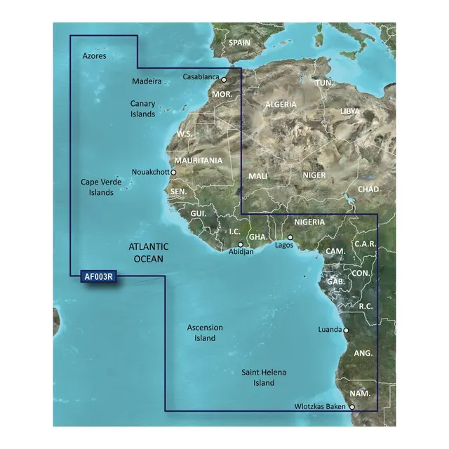 GARMIN Bluechart G3 - Vest Afrika HXAF003R | microSD™/SD™ - kartbrikke 