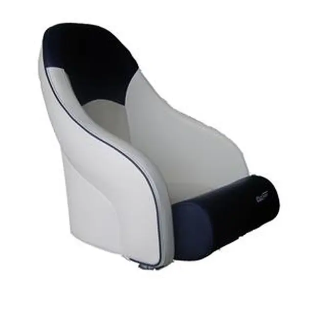 BLUE SEA Båtstol "Captain", Høy Hvit skai m/blå nakkestøtte 