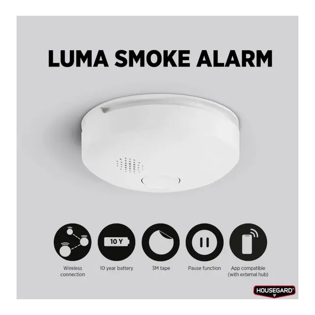 HOUSEGUARD LUMA Røykvarsler 2-pk Trådløs - seriekoblet 