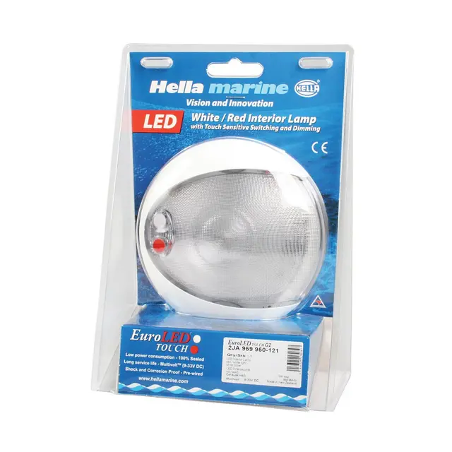 HELLA MARINE EuroLED 130 Touch Hvit + rødt nattlys / Hvit ramme 