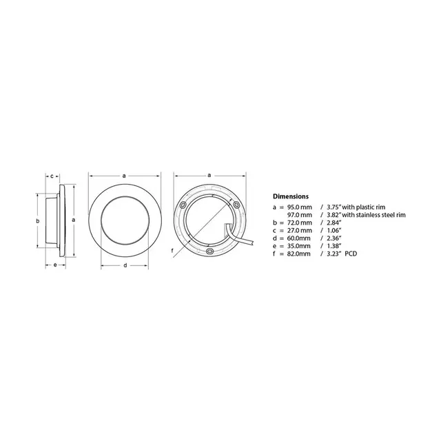 HELLA MARINE EuroLED 95 Downlight Varmhvit lys / Hvit ring 