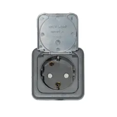 DEFA Enkel mini-kontakt, Plug-in Brun 230V - IP44 - innfelt m/lokk