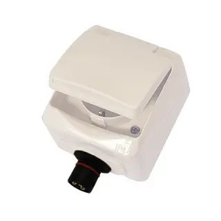 DEFA Enkel kontakt, Plug-in 230V - IP44 - utenp&#229;liggende m/lokk