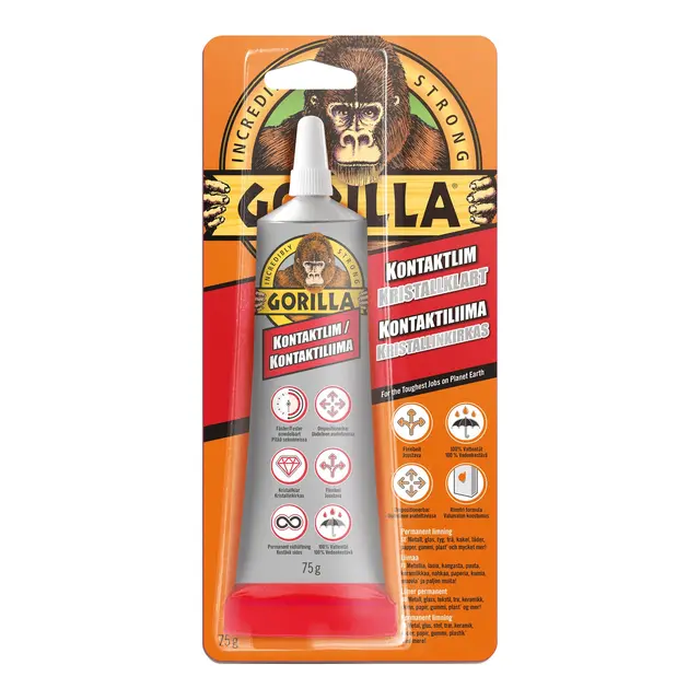 GORILLA Kontaktlim 75g Overmalbar og 100% vanntett - inne/ute 