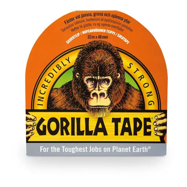 GORILLA Tape 48mm - Sølv 32m - bra heft - inne og utendørs 