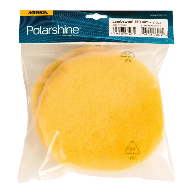 MIRKA Polerpute Lammeull Pro - Ø150mm 2stk - for bakplate m/borrelås 