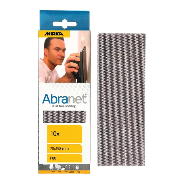 MIRKA Abranet Grip - Slipepapir K80 - 70x198mm - 10/pkn. 