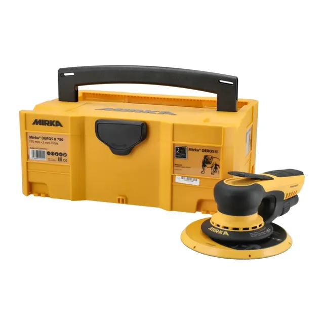 MIRKA Deros II 750 Slipemaskin pakke Ø175mm skive - 5,0 mm utkast - bærekasse 