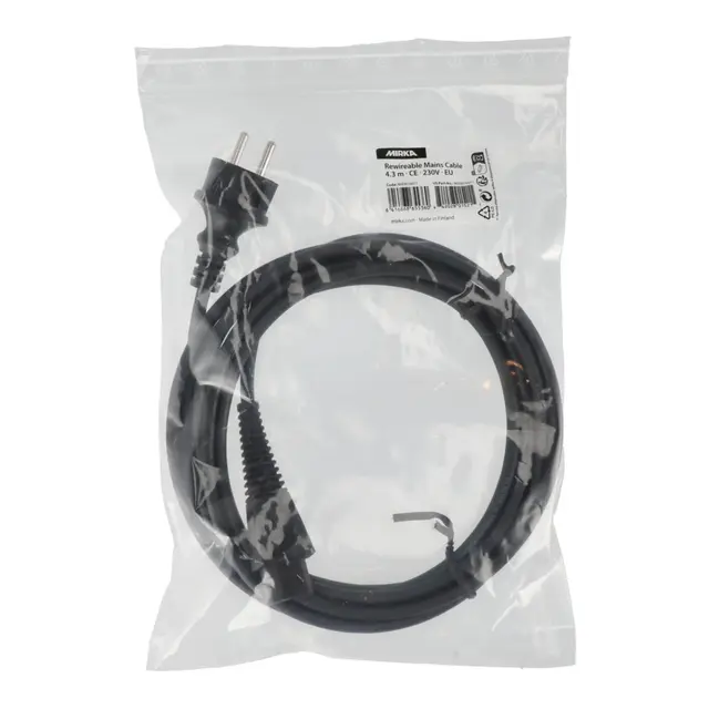 MIRKA Rewireable Mains Cable 4,3m 230v EU 