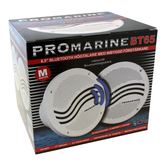 LTC PROMARINE Bluetooth Høyttalerspiller 6,5" m/ innebygget forsterker - Hvit 
