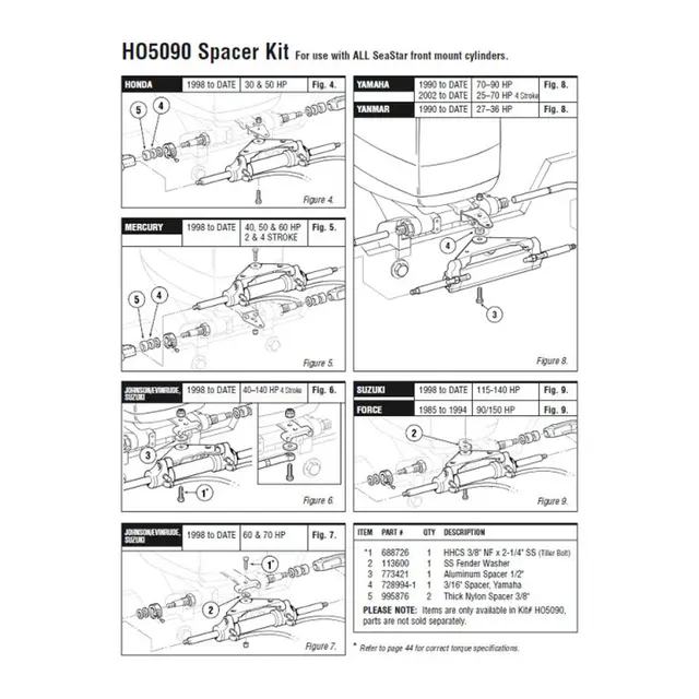 TELEFLEX Spacer kit for sylinder HC5345 HO5090 