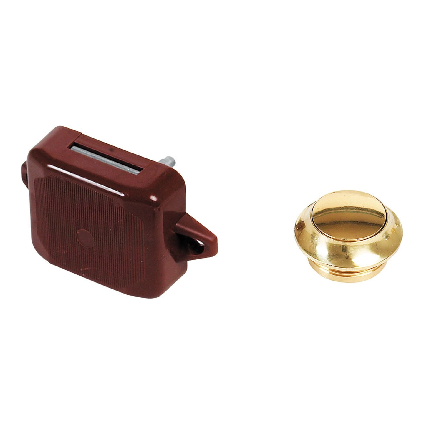 Skaplås messing  - Ø23 x 13mm stor brun låskasse