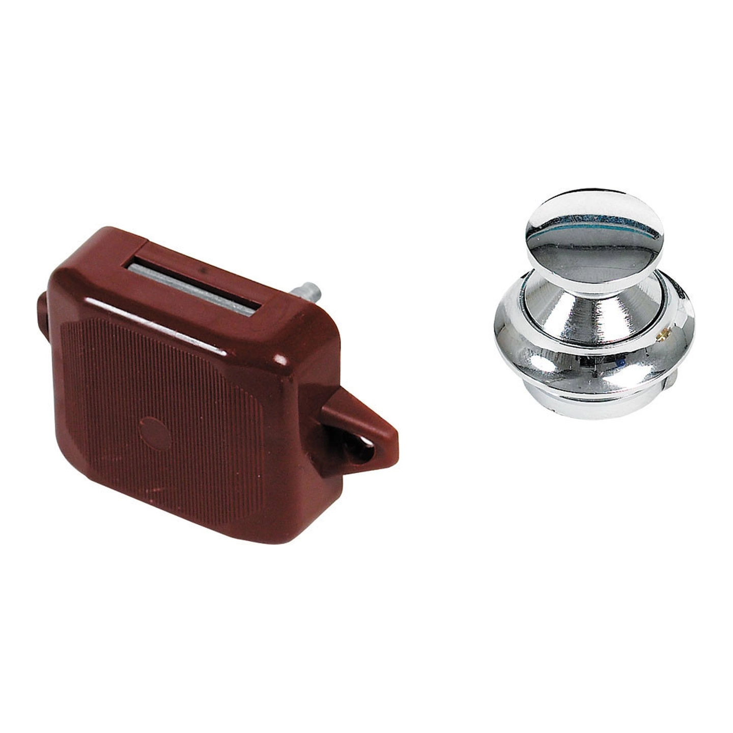 Skaplås krom - Ø23 x 19mm stor brun låskasse