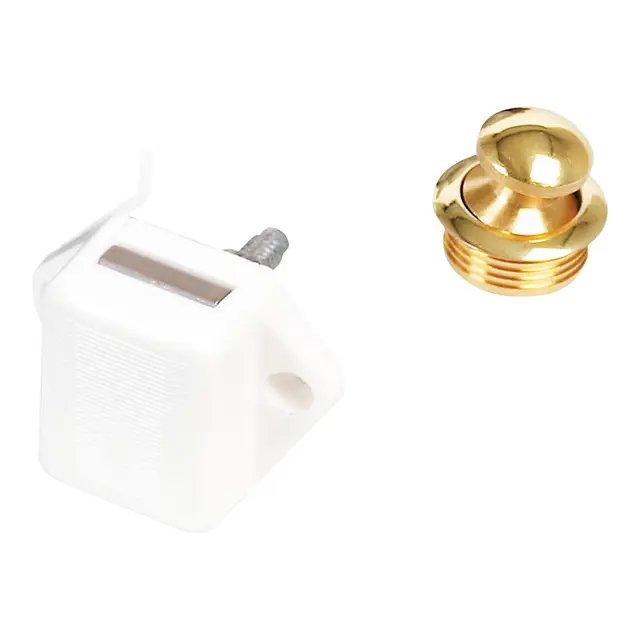 Skaplås messing  - Ø16 x 16mm liten hvit låskasse 