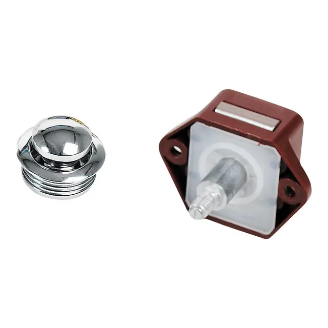 Skaplås krom - Ø16 x 16mm liten hvit låskasse 