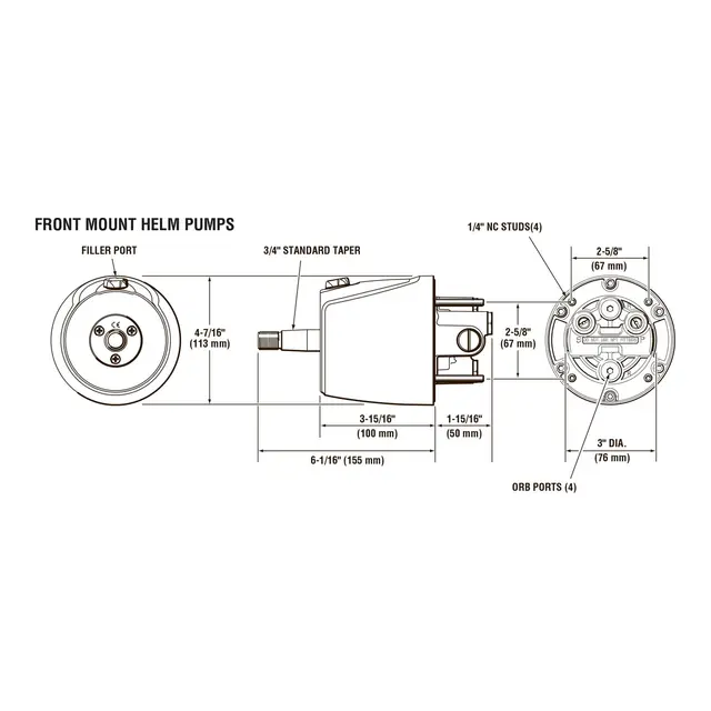 TELEFLEX Rattpumpe SeaStar, 28cm3 HH5271 - Frontmontert 