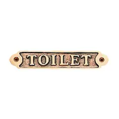 Skilt &quot;Toilet&quot; Polert messing - L: 155mm