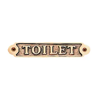 Skilt &quot;Toilet&quot; Polert messing - L: 155mm