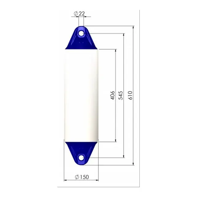 POLYFORM Fender F1 Hvit med blå ender - 610mm 