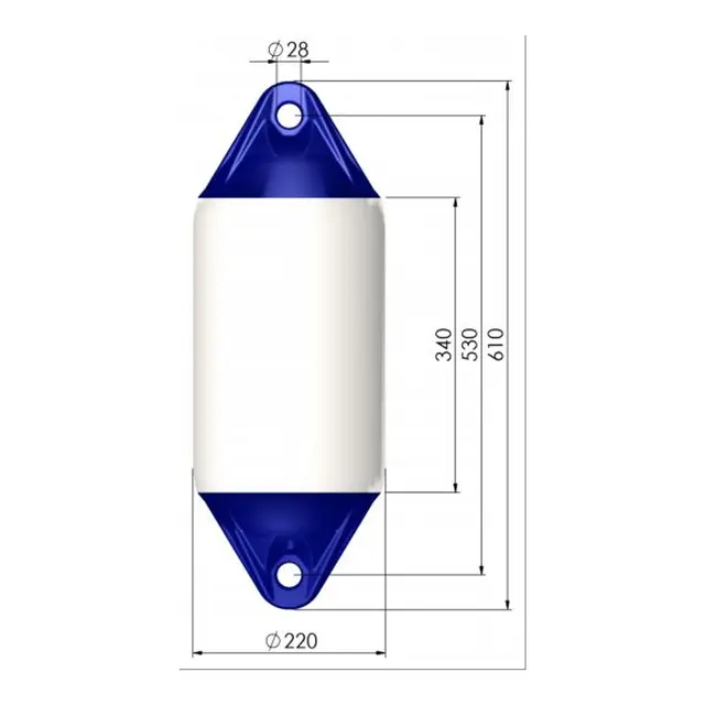 POLYFORM Fender F2 Hvit med blå ender - 610mm 