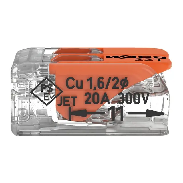 WAGO Koblingsklemme - 2 inng. maks 4mm² / 32A (221-412) 
