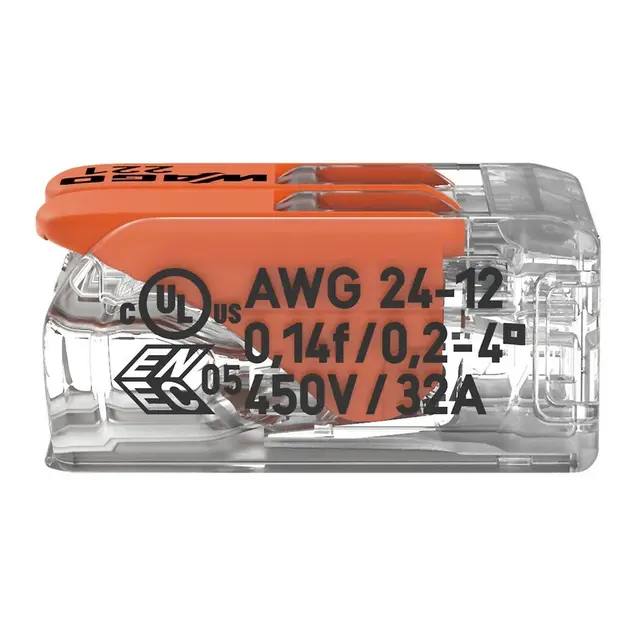 WAGO Koblingsklemme - 2 inng. maks 4mm² / 32A (221-412) 