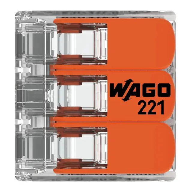 WAGO Koblingsklemme - 3 inng. maks 4mm² / 32A (221-413) 