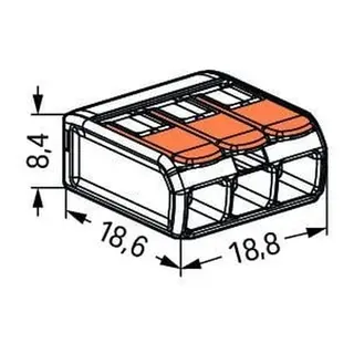 WAGO Koblingsklemme - 3 inng. maks 4mm² / 32A (221-413) 