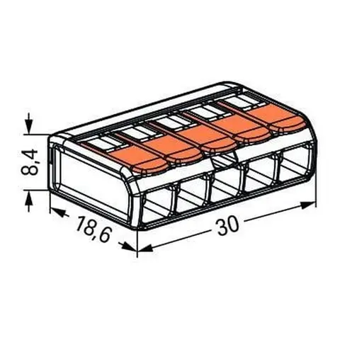 WAGO Koblingsklemme - 5 inng. maks 4mm² / 32A (221-415) 