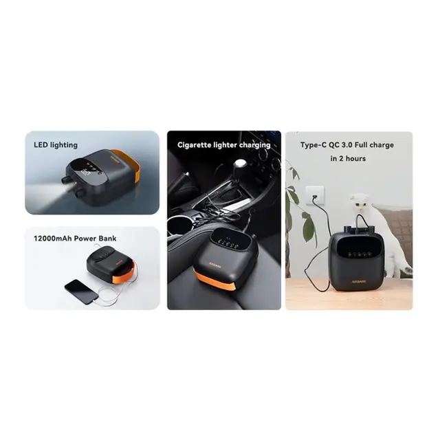 RODRIG AirBank Pumpe SUP/RIB/Gummibåt 20 PSI, 350L/M - Oppladbar - LCD display 