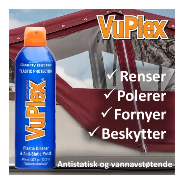VUPLEX Rens og poleringsmiddel - 445ml for plastruter, kalesjevinduer m.m 