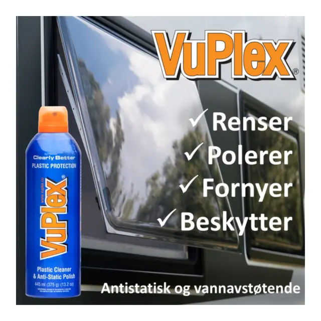 VUPLEX Rens og poleringsmiddel - 445ml for plastruter, kalesjevinduer m.m 