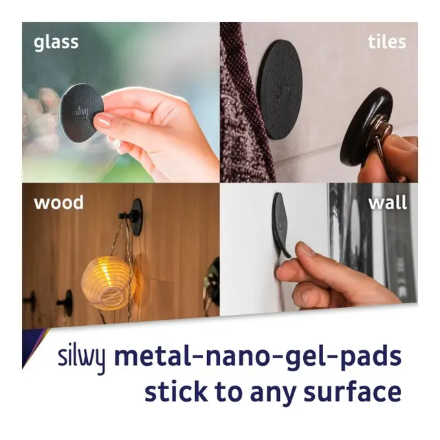 SILWY Magnetic Hook 1 stk rund krok og blå magnetpad 