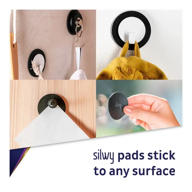 SILWY Magnetic Hook 1 stk hvit krok og sort magnetpad 