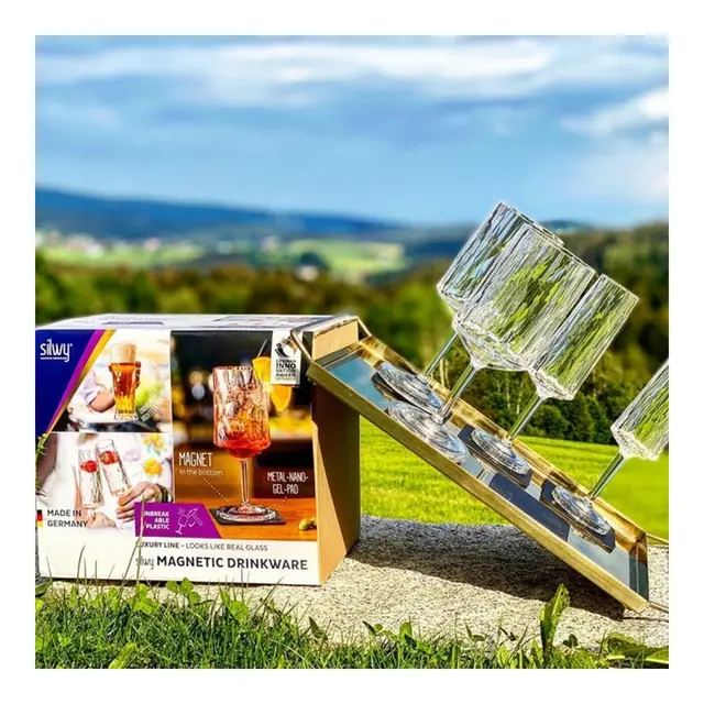 SILWY Magnetic Plastglass - Prosecco 2 stk glass og magnetpads 