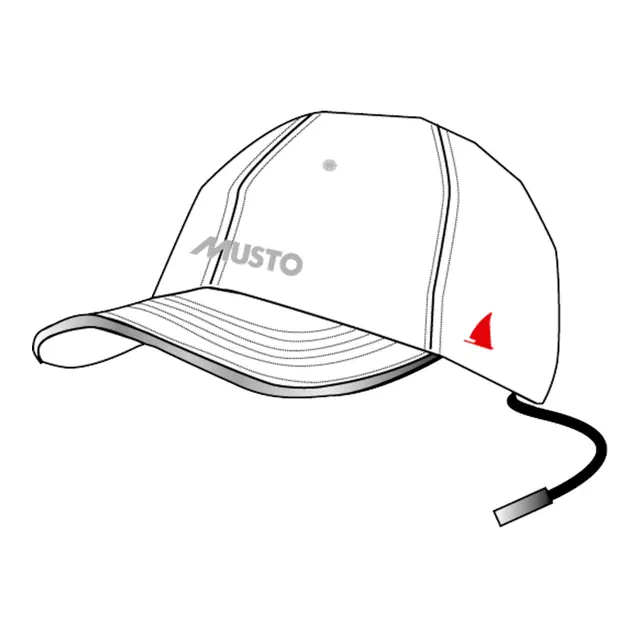 MUSTO Essential Fast Dry Crew Cap White - One SIze - m/vindstropp 