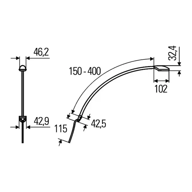 HELLA MARINE Kartlampe 400mm LED FlexiLed - Hvit / rød lys 
