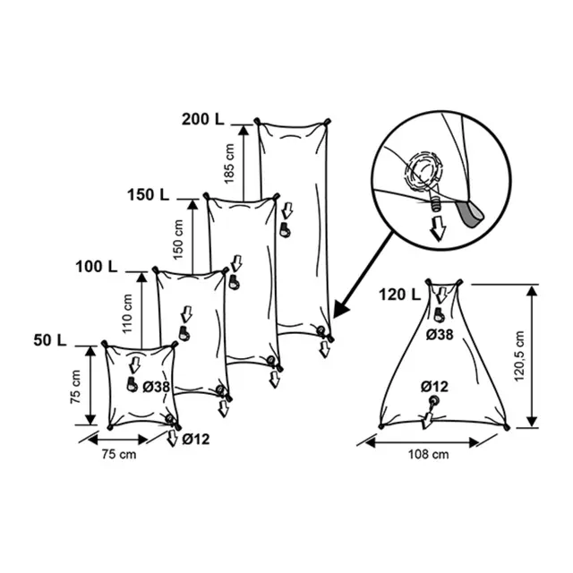 PLASTIMO Vannpose 120 liter Fleksibel vanntank  108 x 120,5 cm 