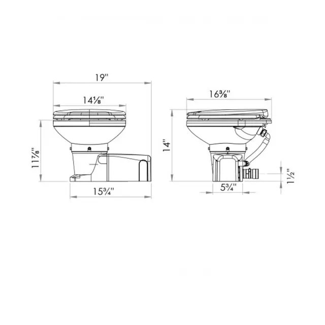 SANIMARIN Maxlite+ 12V Elektrisk toalett 12V. Manuelt panel 