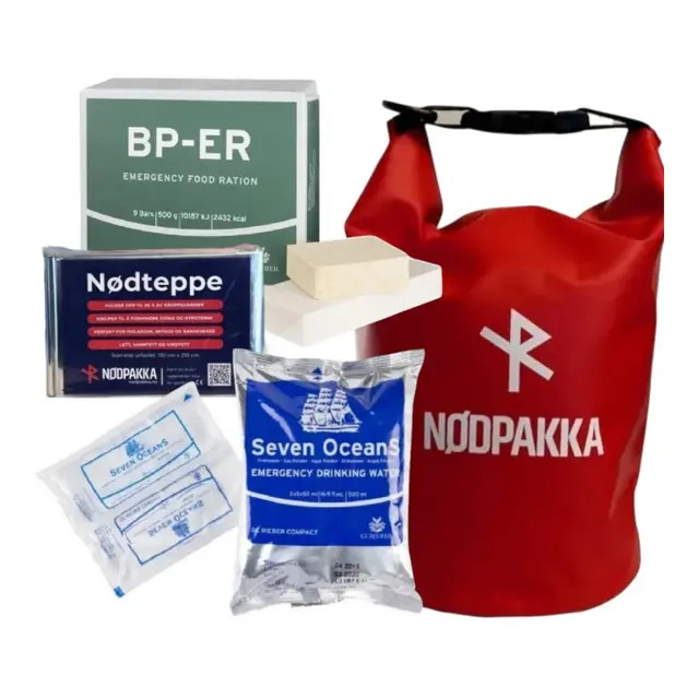 NØDPAKKA - 1 Døgn overlevelsespakke, 1 døgn/voksen person 