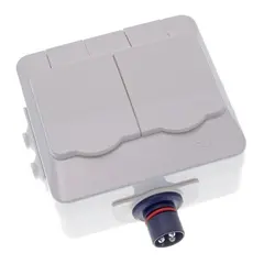 DEFA Dobbel kontakt, Plug-in 230V - IP44 - utenp&#229;liggende m/lokk
