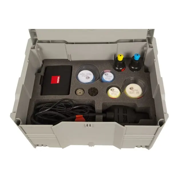 Rupes Nano DLX kIT polermaskin batteri m/ polermiddel, puter og bærekasse 