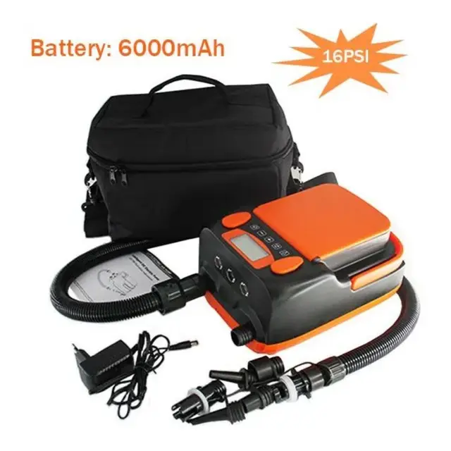 Oppladbar Luftpumpe RIB og SUP 6000mAh Lithium 0-16psi 