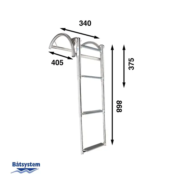 BÅTSYSTEM  Badestige RIB - 4 Trinn 87 x 37 cm - syrefast stål 