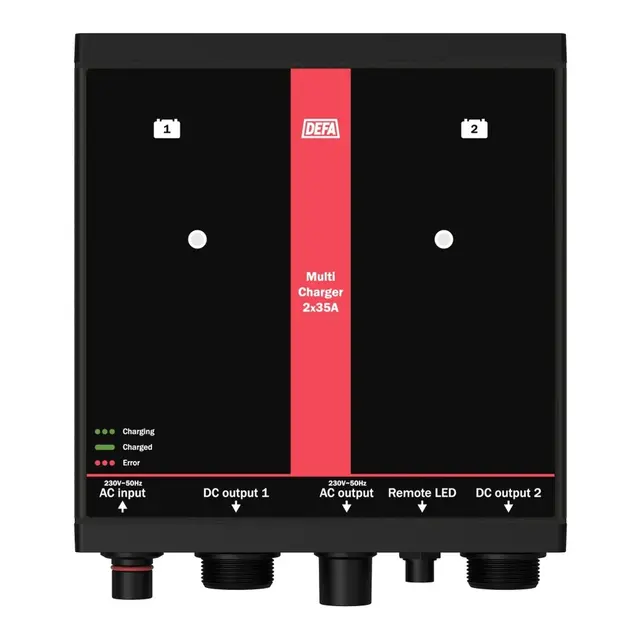 DEFA MarineCharger 2 x 35A - 12V AGM/Gel/Bly/syre-batterier 
