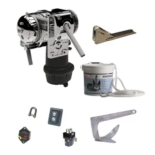 LEWMAR S2000 Ankervinsj Pakke 1000W Ankertau 14mm 50m bly og M-Anker 10 Kg