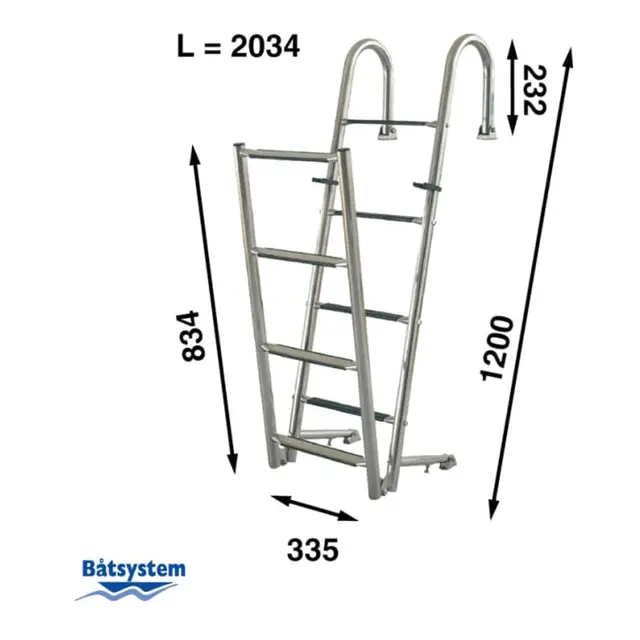 BÅTSYSTEM  Badestige 8 Trinn BUT125 - 203 X 34 CM 