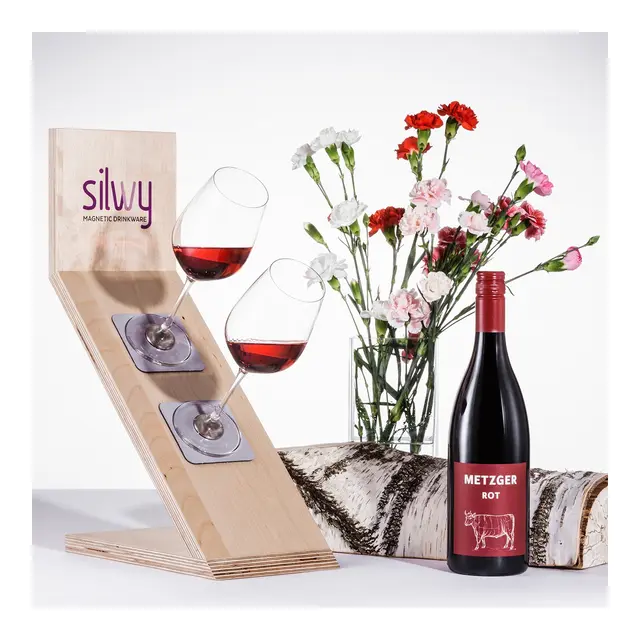 SILWY Magnetic Krystallglass - Vin 2 stk glass og magnetpads 