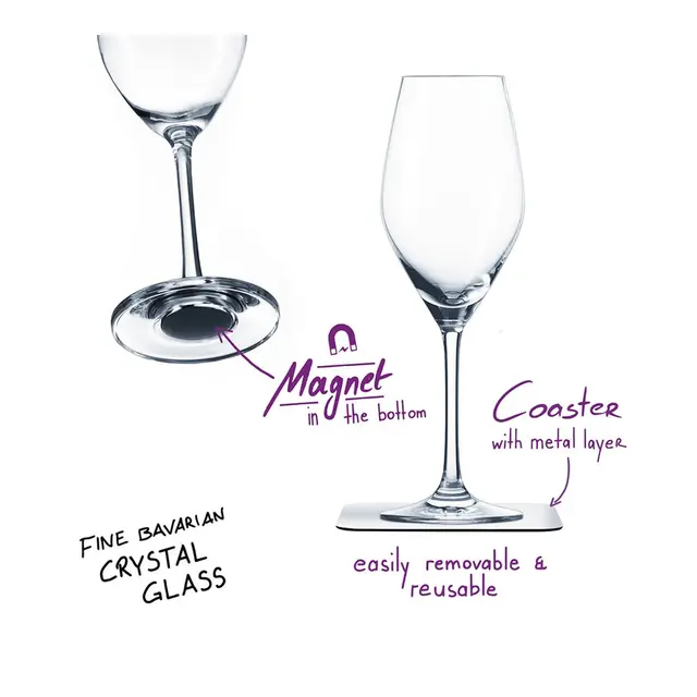 SILWY Magnetic Krystallglass - Champagne 2 stk glass og magnetpads 