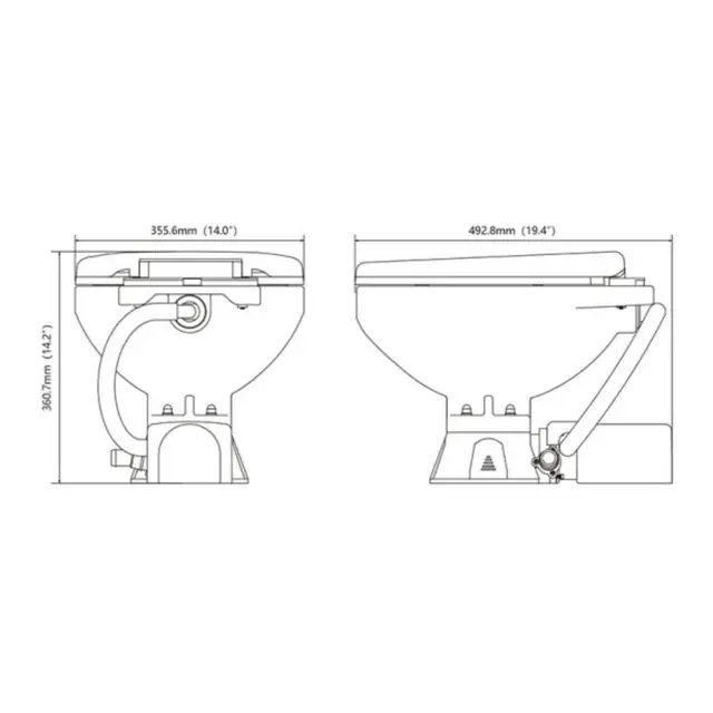 SEAFLO Toalett 12V Regular Soft-close 355,6 x 492,8 x 360,7 